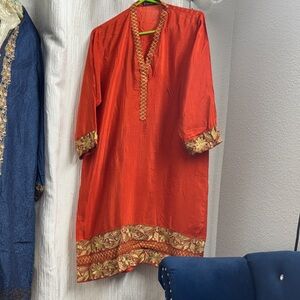 Vibrant Orange Embroidered Dress
